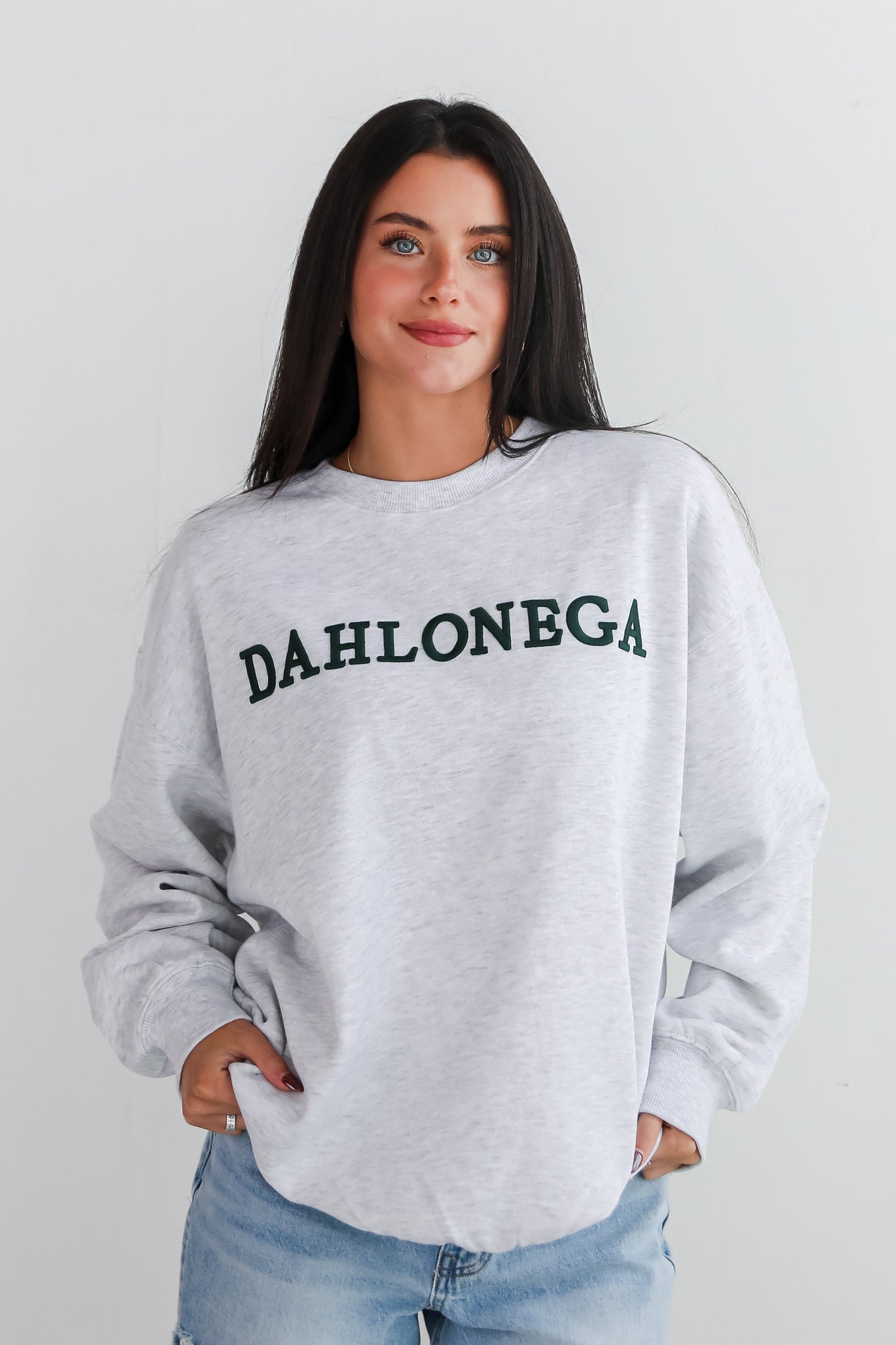 Heather Grey Dahlonega Embroidered Sweatshirt EO11